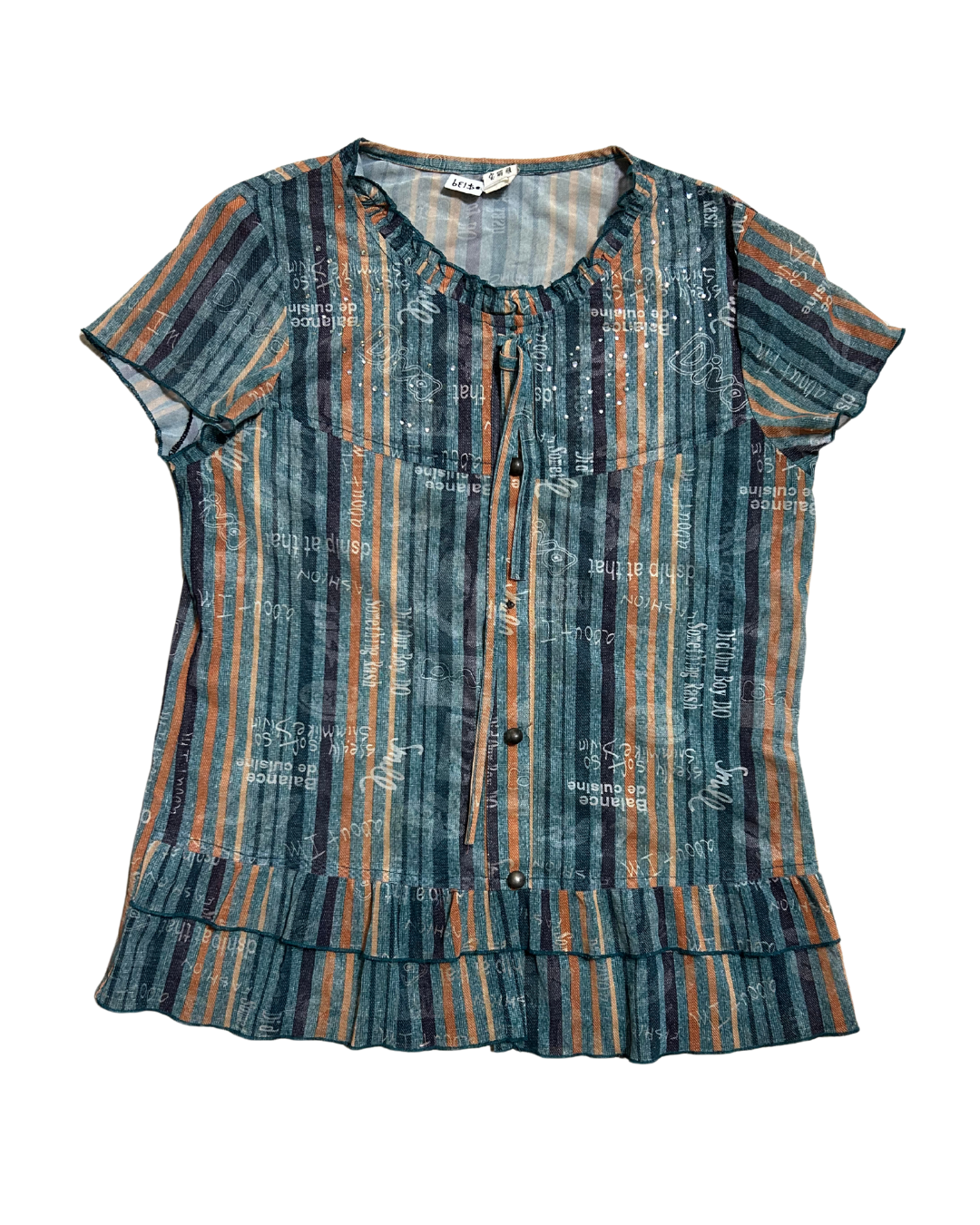 Blue and Orange Short Sleeves Top