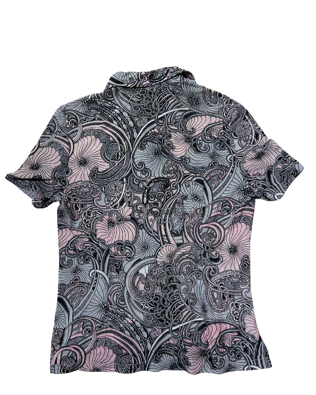 Black Patterned Short Sleeves Top