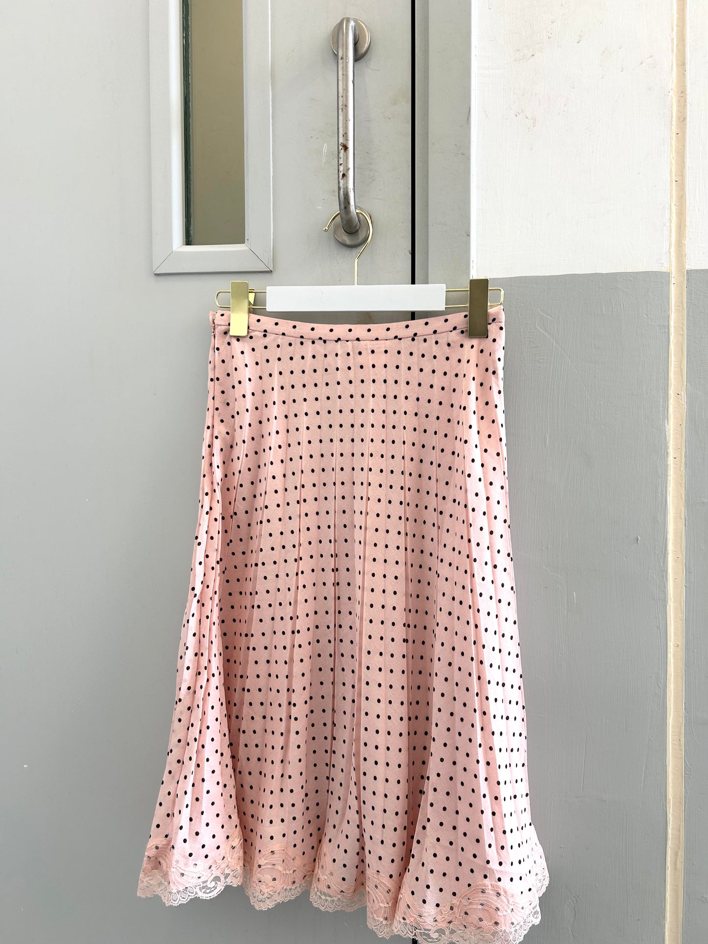 Light Pink Polka Dot Midi Skirt