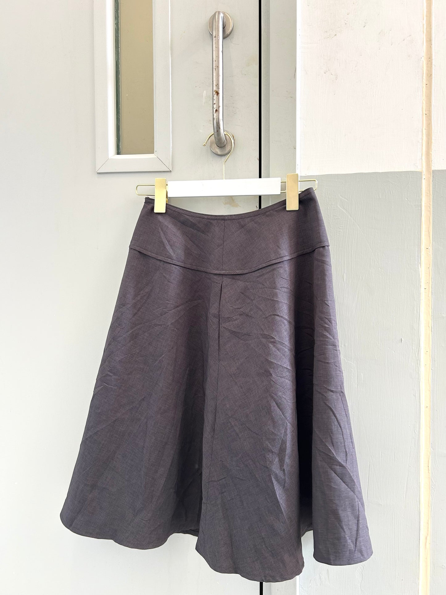 Grey Ribbon Midi Skirt