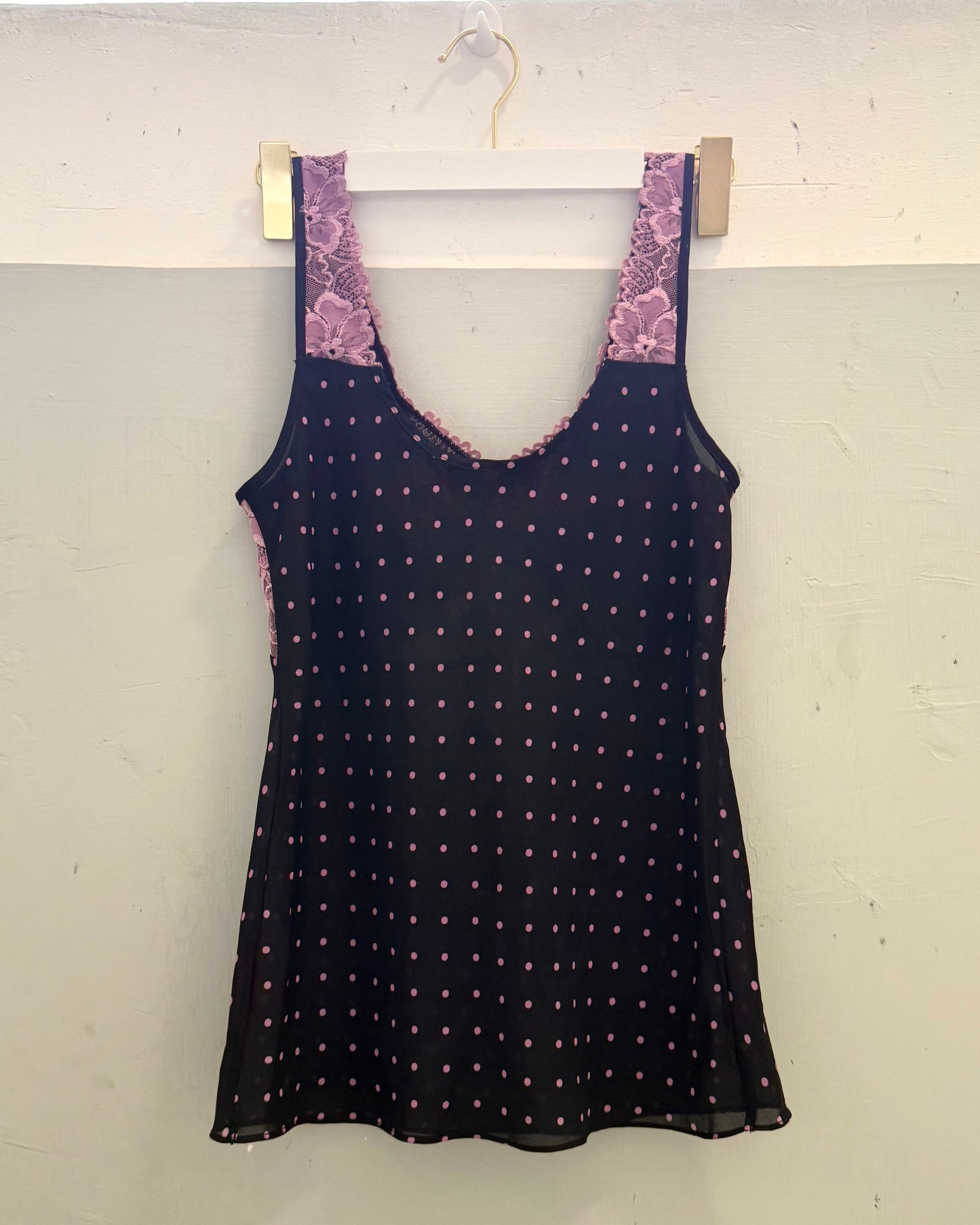 Black and Purple Polka Dot Cami Top