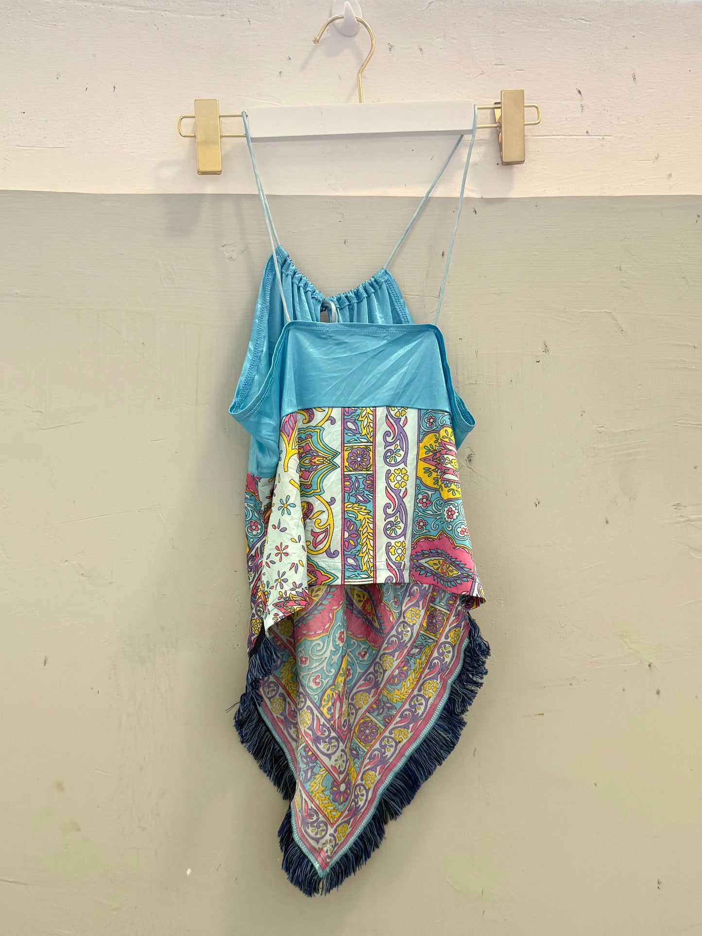 Blue Bohemian Tie-up Tank Top