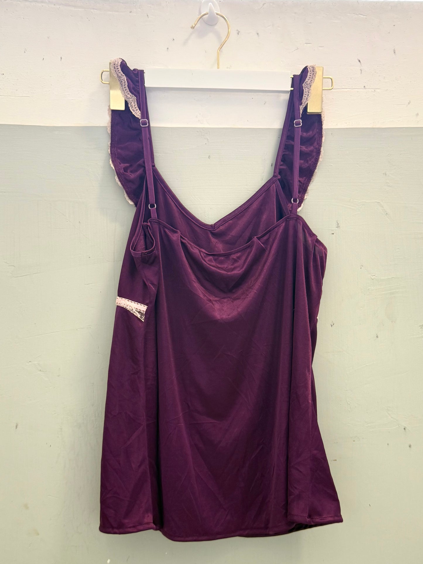 Purple Ribbon Lace Cami Top