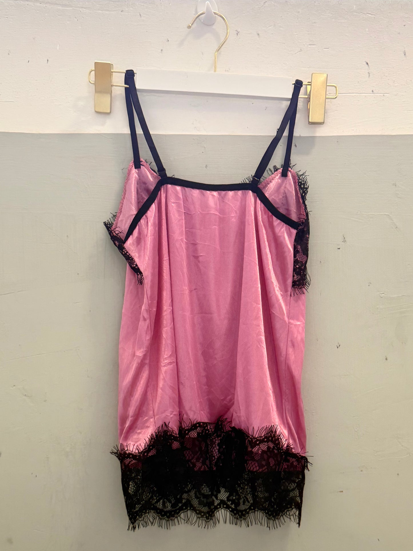 Black and Pink Lace Cami Top