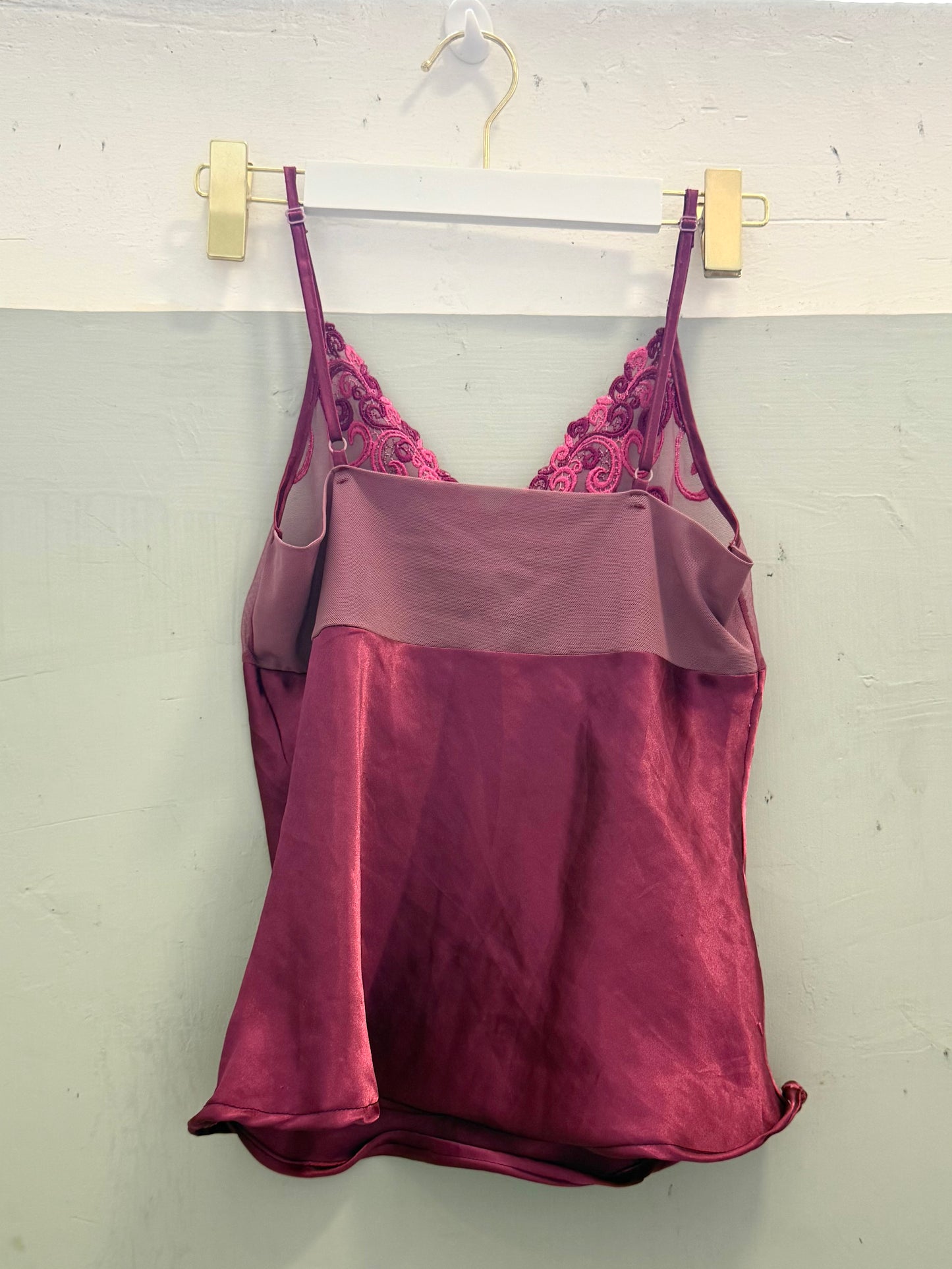 Hot Pink Lace Ribbon Cami Top