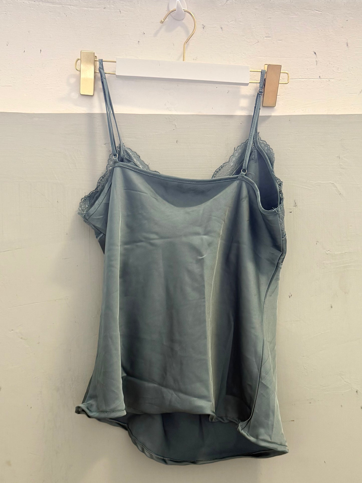 Light Blue Lace Ribbon Cami Top