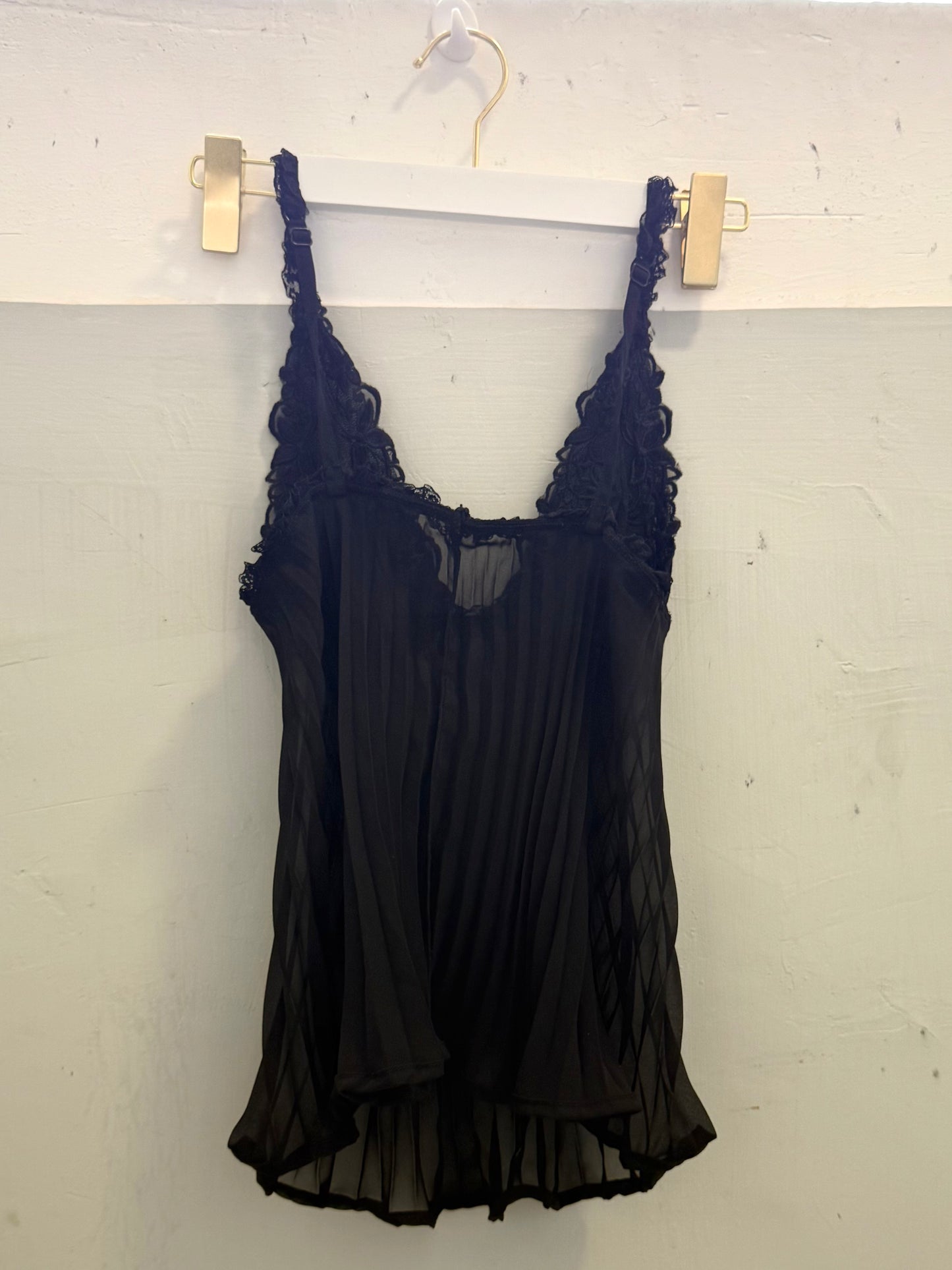 Black Lace Ruffle Cami Top