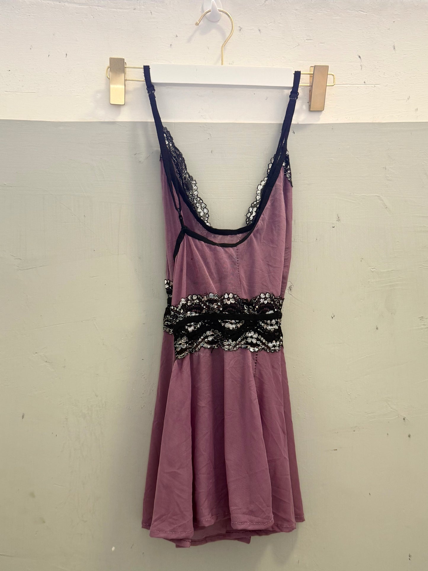 Black and Purple Sparkling Cross Back Cami Top