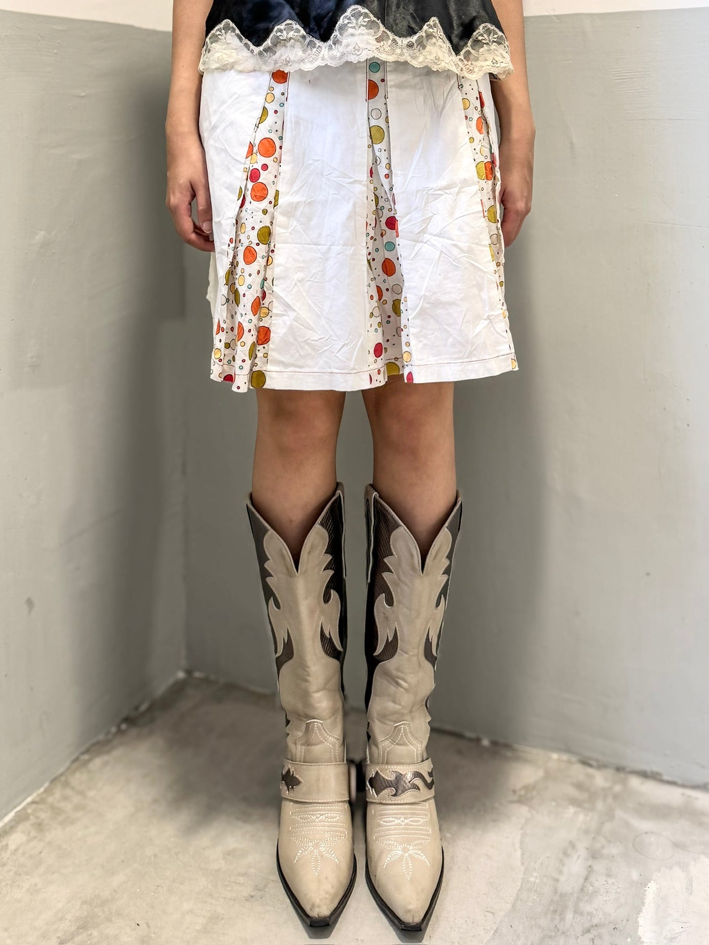 White Pleated Midi Skirt