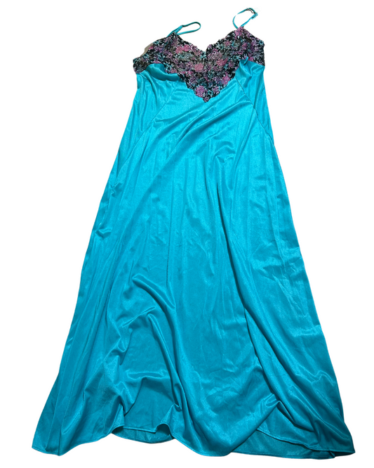 Blue Floral Detailed Dress