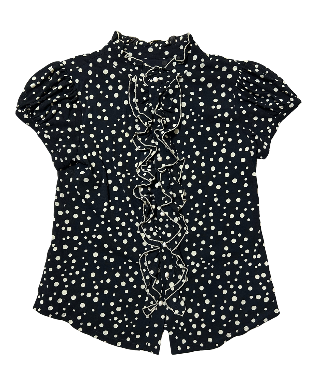 Black and White Polka Dot Short Sleeves Top