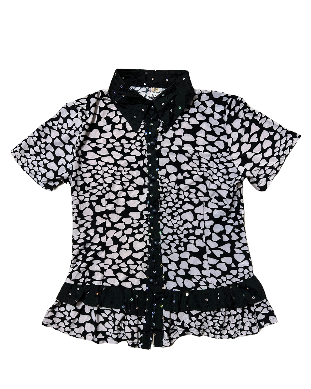 Black and White Patterned Short Sleeves Top