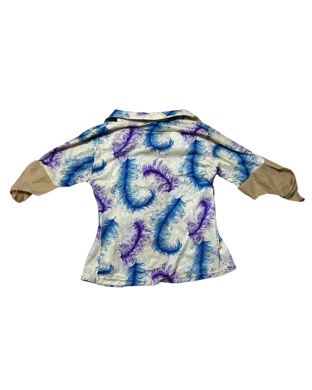 White and Blue Purple Mid Sleeves Top