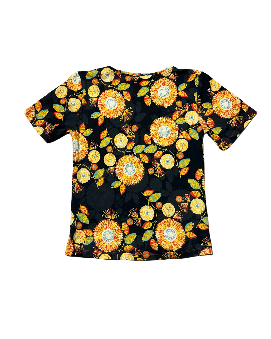 Black and Orange V-Neck Short Sleeves Top