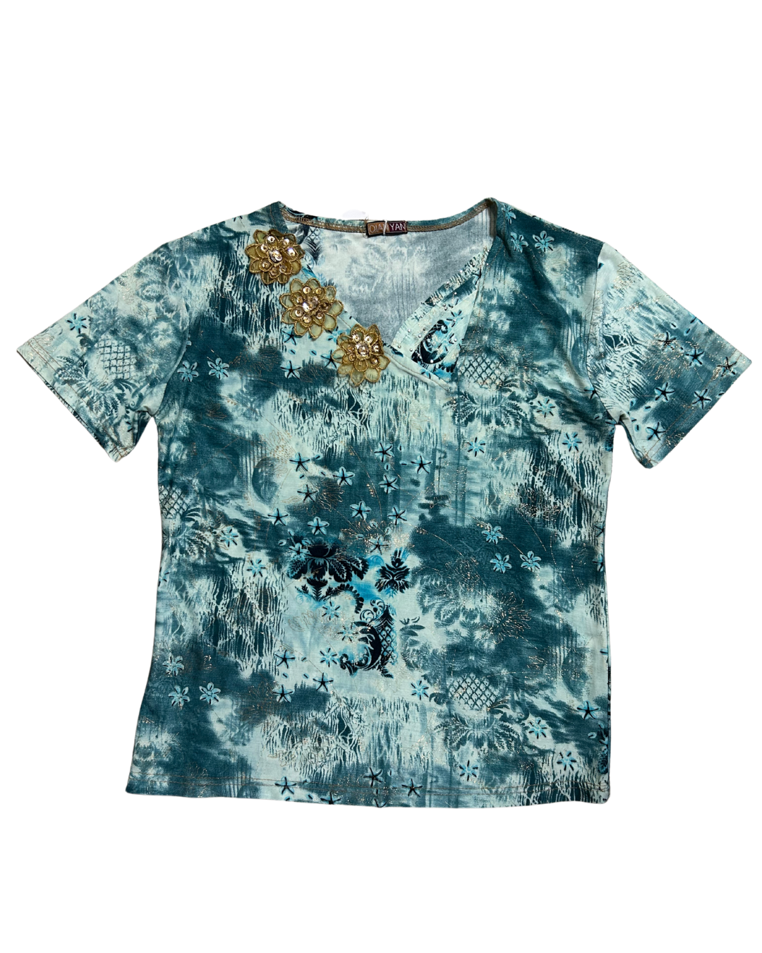 Blue Short Sleeves Top