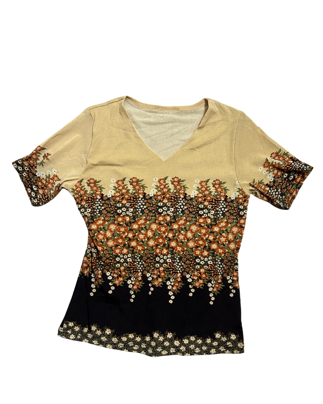 Orange and Brown Floral Top
