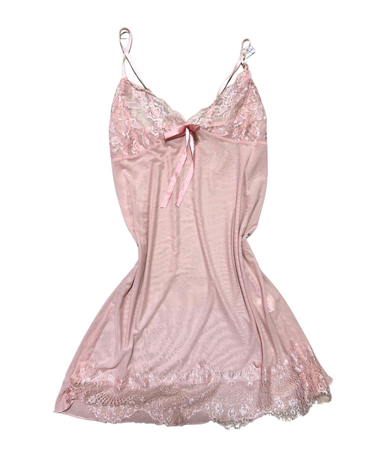 Pink Lace Transparency Dress