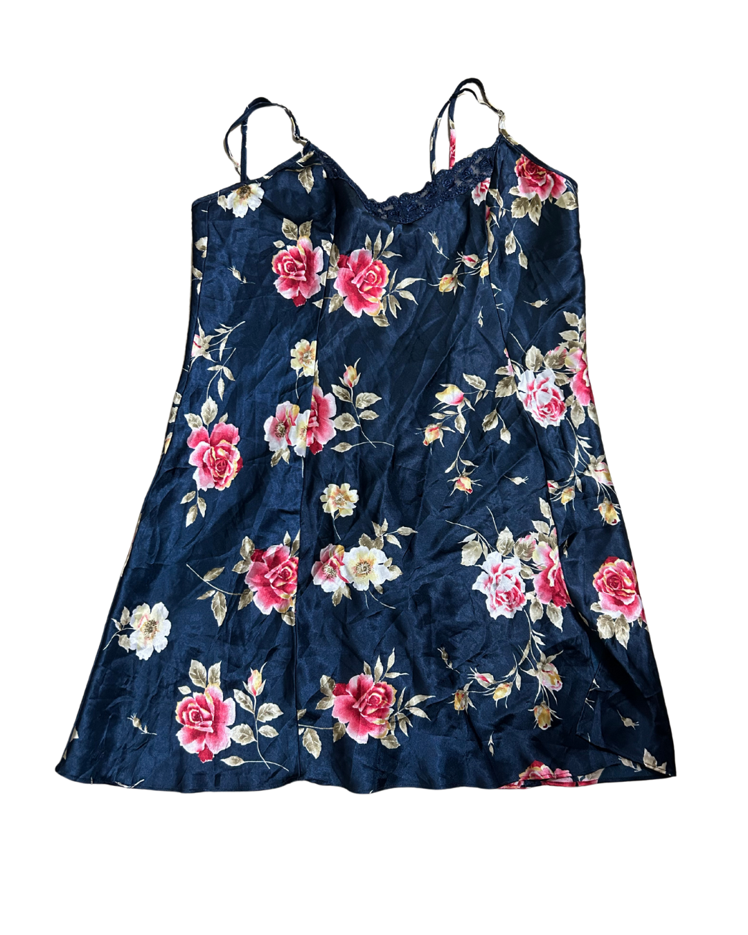 Dark Blue Silk Floral Dress