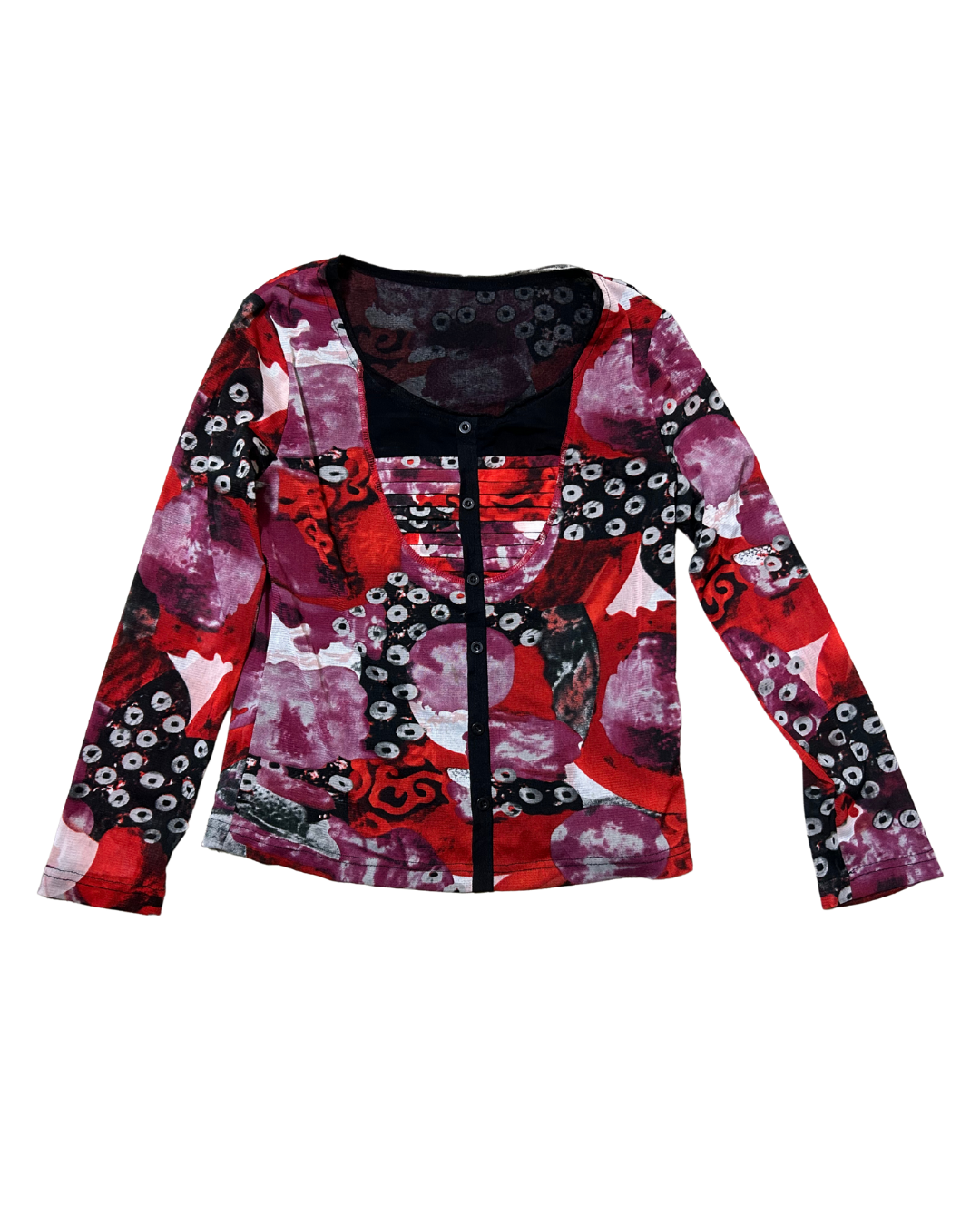 Vintage Black and Red Long Sleeves Top