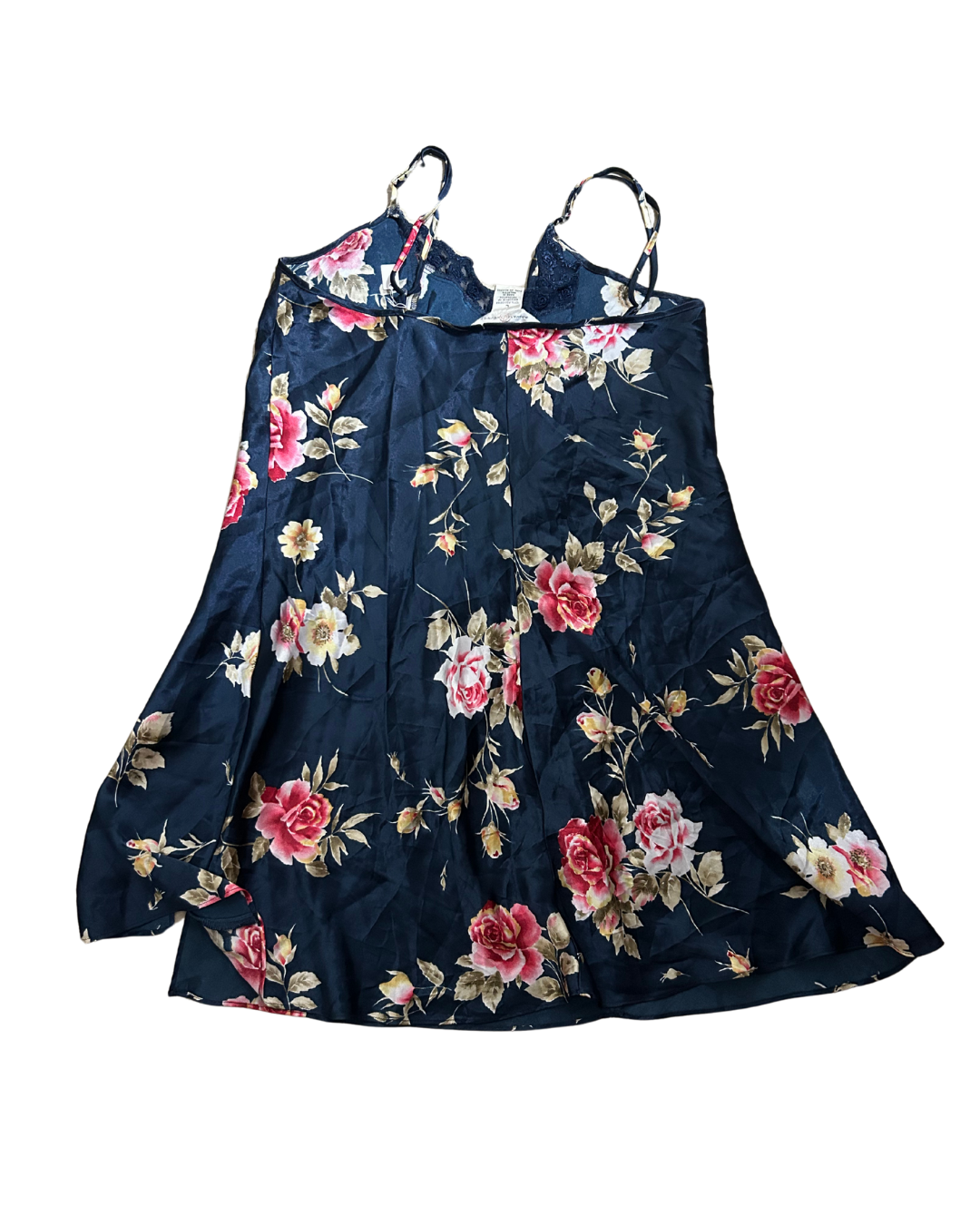 Dark Blue Silk Floral Dress