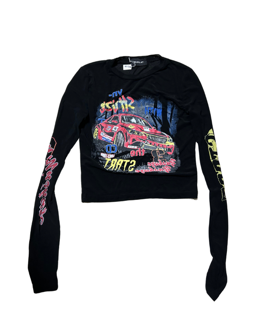 Black Long Sleeve Transparency Top