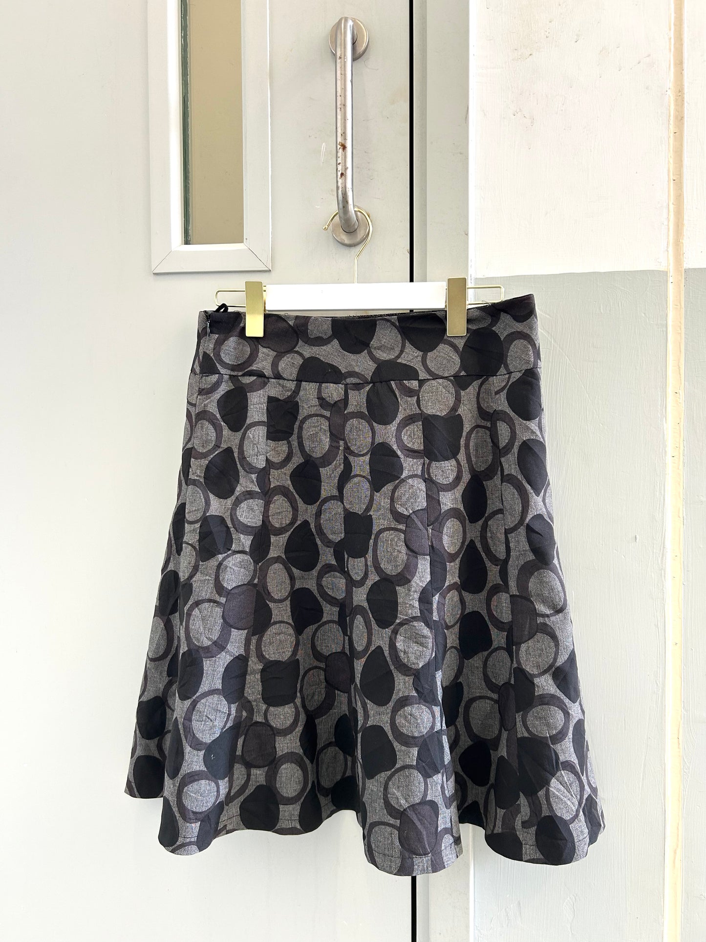 Black Patterned Midi Skirt