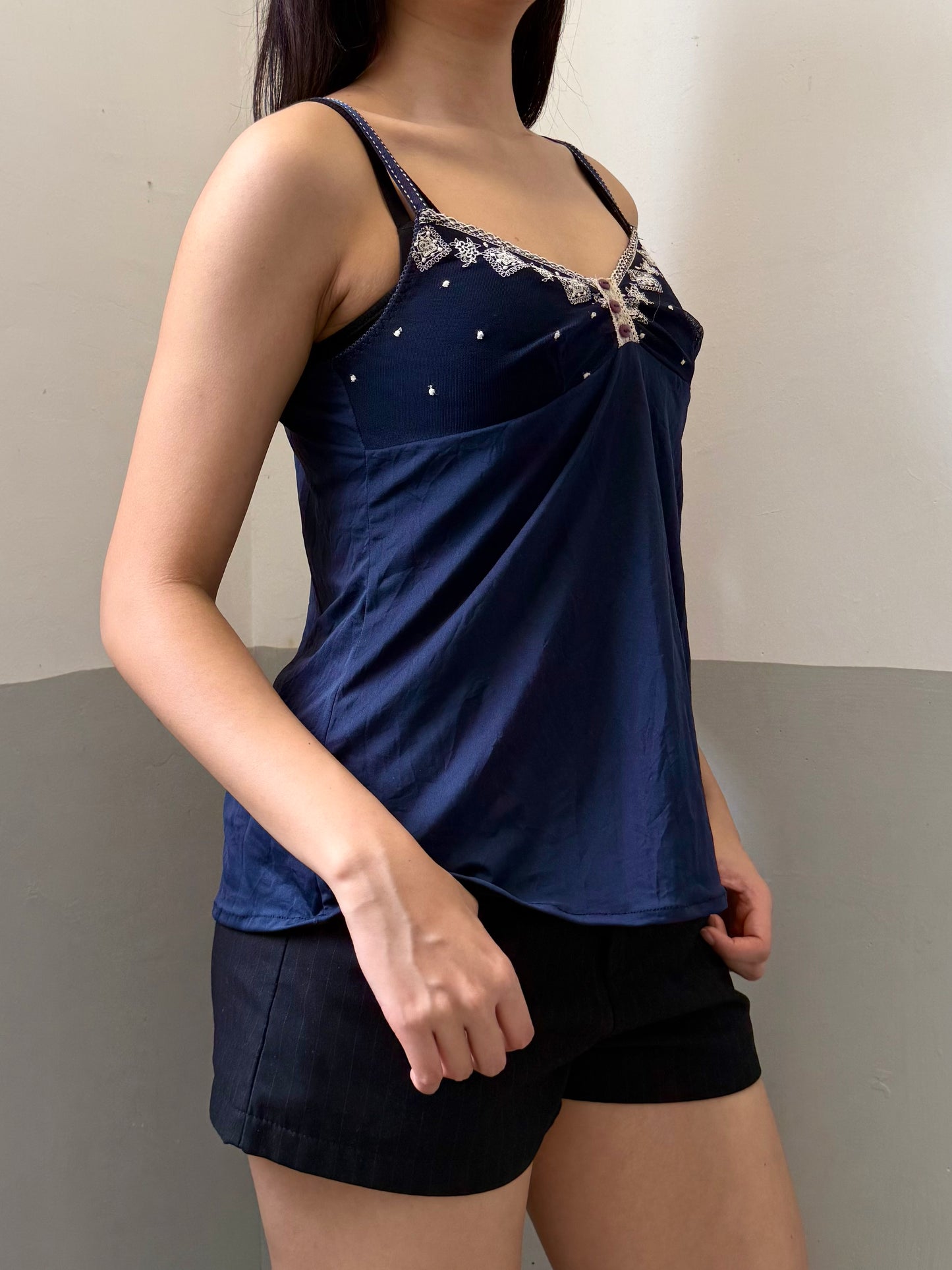 Dark Blue Bohemian Style Cami Top